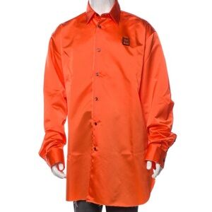 Off-White c/o Virgil Abloh Shirt 2019 Orange Button-Up Shirt NWT
